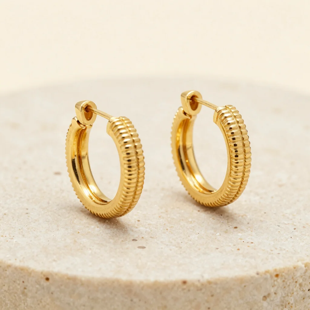 Lumin Ribbed Huggie Earrings